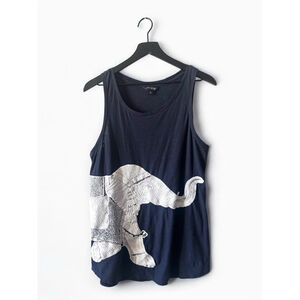 Lucky Brand Navy Elephant Graphic Tank Top Size Large Cotton